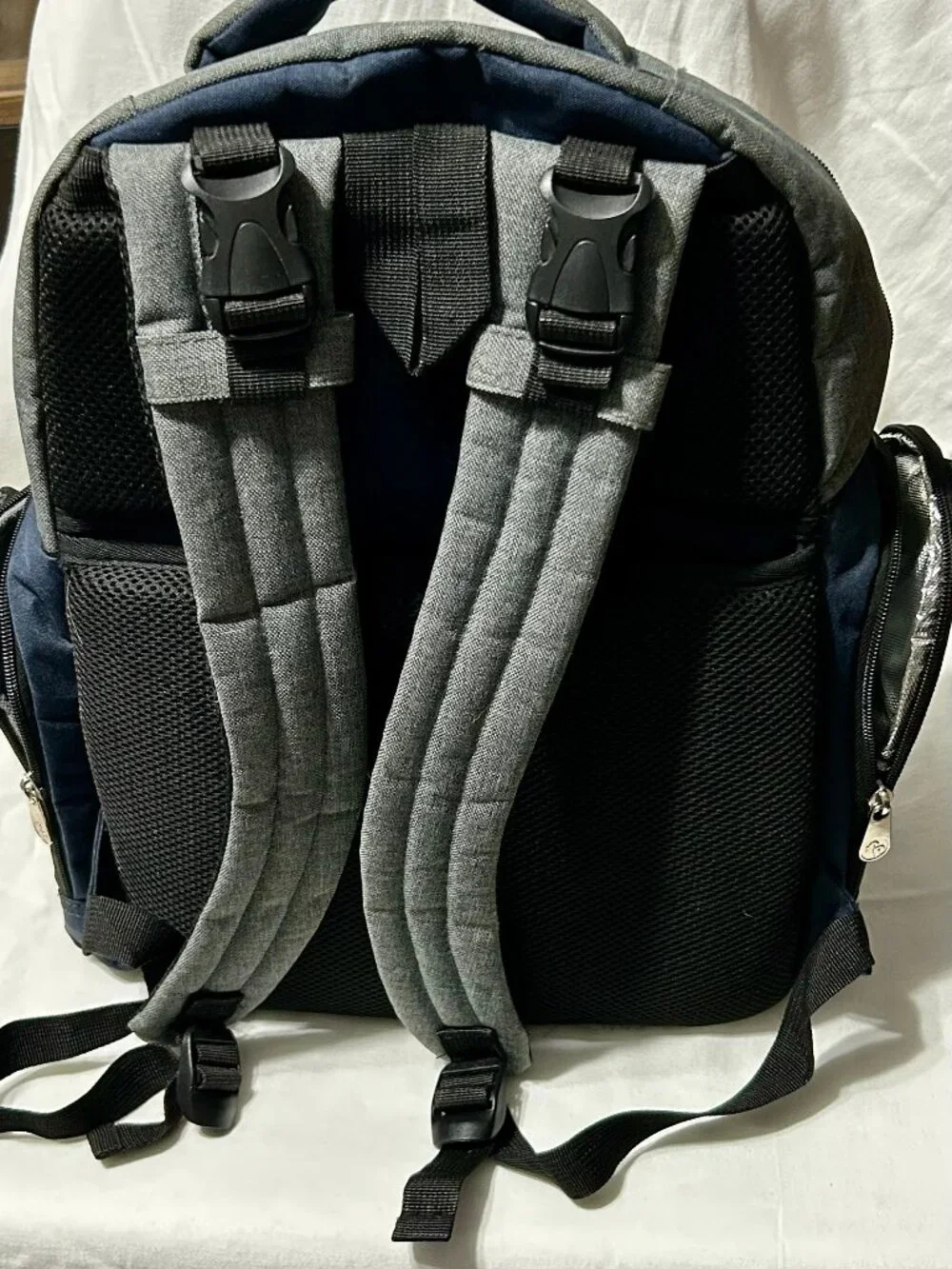 Fisher-Price Diaper Backpack Bag Lots of Pockets Blue and Gray